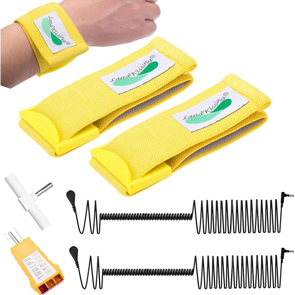 New 2 Pack Grounding Wrist Bands w/ 25ft Cords & Tester